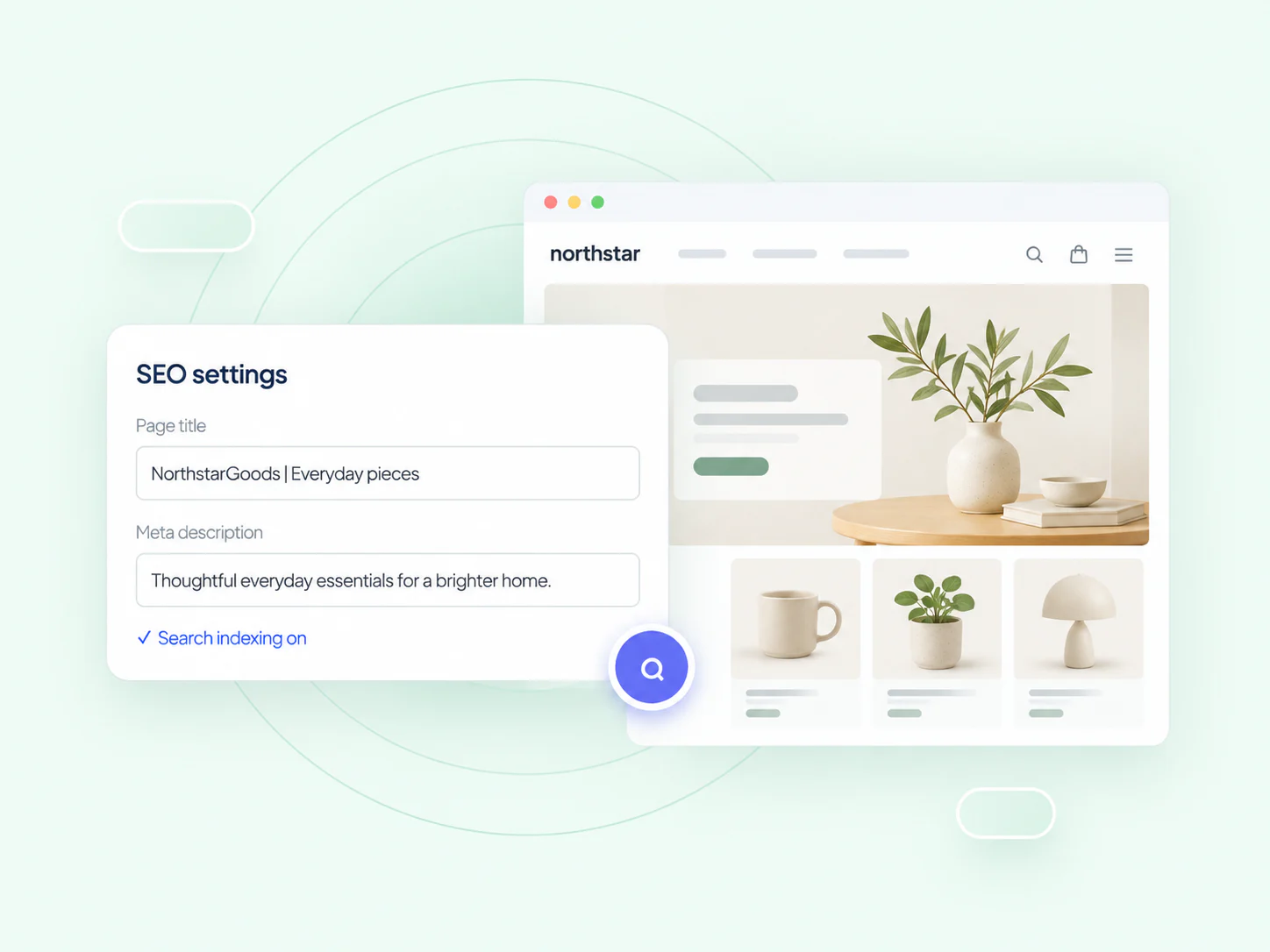 Built-in SEO settings for page titles and meta descriptions